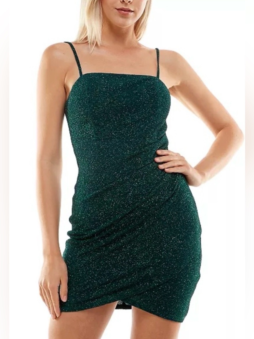 Sparkle Bodycon Mini Dress in Emerald Green